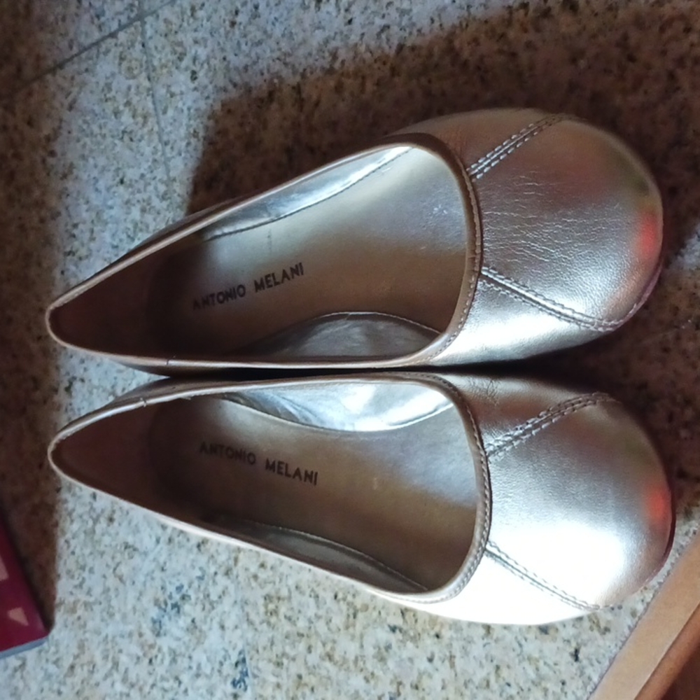 Antonio Melani Metallic Gold Flats Size 6M Ladies NWOT NWOB